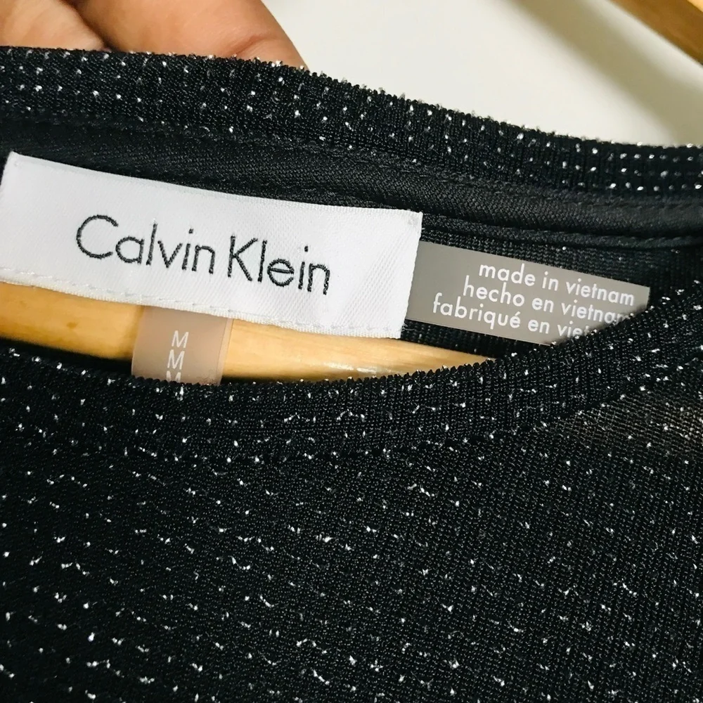 Calvin Klein Womens Asymmetrical Pullover Metallic Blouse